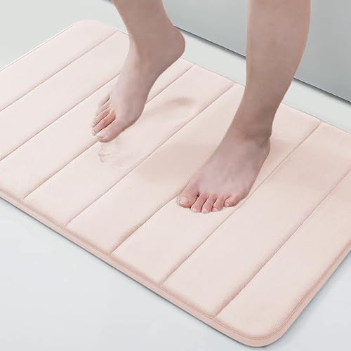 smiry Memory Foam Bath Mat, 40 x 60 cm, Extra Soft Non-Slip Bathroom Mat, Super Absorbent Bath Mats for Bathroom Floor, Machine-Washable Dry Bath Rug Foot Mat, Turquoise