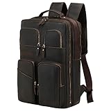 UBANT Leather Backpack For Men,17.3" Laptop Backpack Large Capacity Multi Pockets Casual Travel Busi