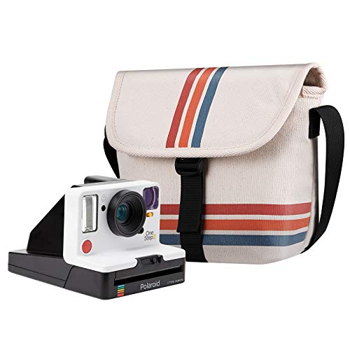 Fintie Tasche für Polaroid Now/Now+ I-Type Sofortbildkamera, Polaroid Originals OneStep+/Onestep 2 VF Segeltuch Schutzhülle Kameratasche Hülle mit Verstellbar Riemen und Innentasche, Streifen