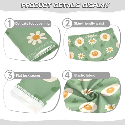 Green Eggs Daisies Hearts Girls Leggings Soft Stretch Workout Yoga Dance Pants for Kids Casual Tights3