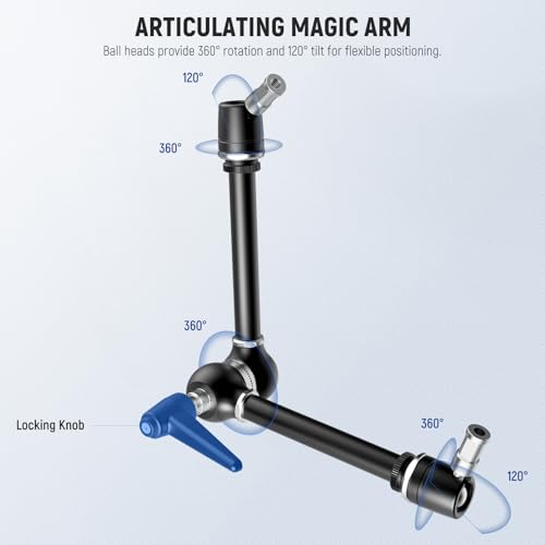 Image of NEEWER 21 inch Magic Arm Camera Mount with Super Clamp, Overhead Desk Mount with 360 Dual Ball Head, 1 /4 inch 3 /8 inch 5 /8 inch Stud Adapter for PA073 PA074 Phone Cage Rig DSLR Camera Monitor Video Light, UA018