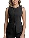 V VOCNI Suit Vest Tops for Women Waistcoat Dressy Casual Sleeveless Button Trendy Fashion Blazer Vest Top Black X X-Large