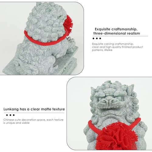 2 PCS Estatua León Guardián Feng Shui de Piedra para Protección miniatura 6
