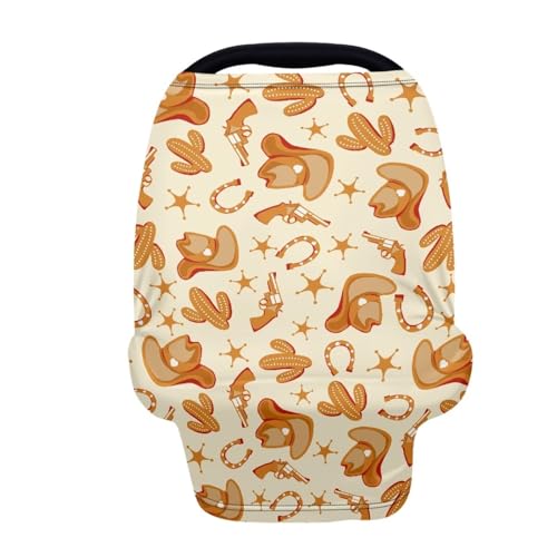 Belidome Western Cowboy Car Seat Cover Baby Multi-Use Canopy Carrier Covers Stretchy Soft Comfy
