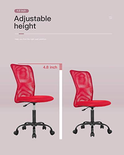 Dkeli Office Chair Desk Chair Computer Chair With Lumbar Support Ergonomic Mid Back Mesh Adjustable Height Swivel Chair Armless Modern Task Executive Chair For Women Men Adult,Red #TOP6