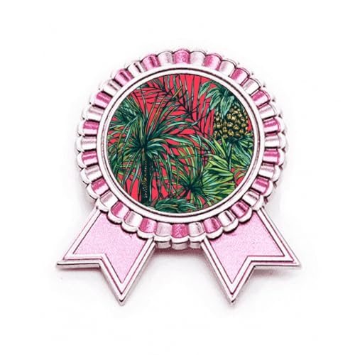 Broche ciel rouge Rose PineFruit M en métal pour personnaliser un vêtement femme et homme