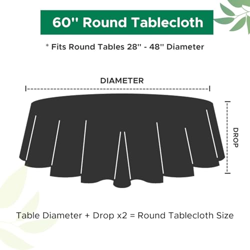 Biscaynebay Textured Fabric Round Tablecloths 60", Black Table Cloth Water Resistant Small Circle Folding Table Covers Linen Washable for Dining, Kitchen, Wedding and Parties etc by Biscaynebay - Image 3