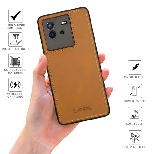 Image of SPRIG Compatible with IQOO Neo 6 5G Premium PrimeMatte (Matte Leather TPU) Back Cover Drop Tested Shock Proof Mobile Case for Men, Women, Boys and Girls with Camera Protection (Light Brown)