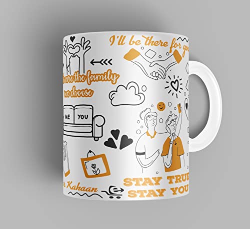 Image of Friends Forever Printed Ceramic Coffee Mug | 330 ml White Tea & Coffee Cup | Friendship Mug for Birthday Gift & Special Occasions | Microwave and Dishwasher Safe