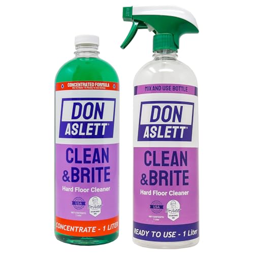 Don Aslett Clean & Brite Set (1 Quart Concentrate and 32 Oz Ready-To-Use Spray Bottle) Floor Cleaner | Restore Natural Shine of Hard Flooring Surface - Tile, Vinyl, Linoleum, Wood