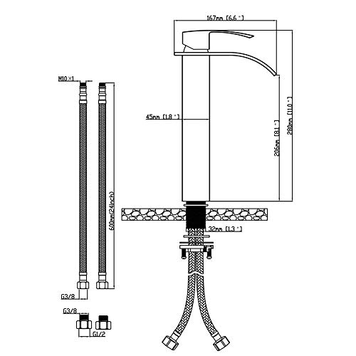 Voton Bathroom Vessel Faucet Tall Body Brushed Nickel Waterfall Single Handle One Hole Lavatory Sink Bowl Mixer Tap #TOP6