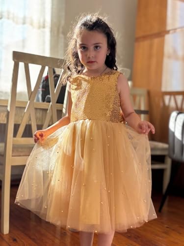 Sparkle Sequin Tulle Flower Girl Dress for Wedding Kids Princess Pageant Dress Pearls Bow Prom Ball Gowns Tutu Dress3