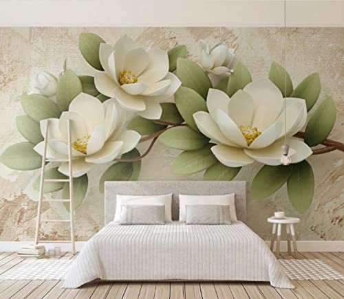 Papel Pintado 3D Flores Blancas Frescas Retro Fotomurales 3D Tv Fondo Pared Dormitorio Murales Papel Tapiz Moderno