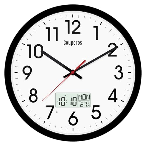 Reloj de pared digital y analógico de 12 pulgadas miniatura 1