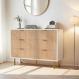 【Commode Rangement à 6 Tiroirs】Notre commode présente 6 grands tiroirs de 48 x 34 x 18.2 cm, cela vous permet de organiser les objets quotidiens correctement et régulièrement dedans. Porte la bonne propreté à la maison.