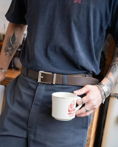 Image of CHAOREN Ratchet Belt Men - 1 3 /8'' Mens Belt Leather for Casual Jeans | Smooth Sliding Track, Micro-adjustable, Trim to Fit, Daily Wear, Gift Box