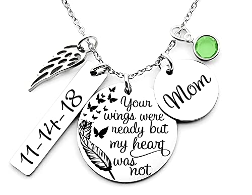 Memorial necklace with butterflies, sympathy gift, memorial gift, your wings were ready