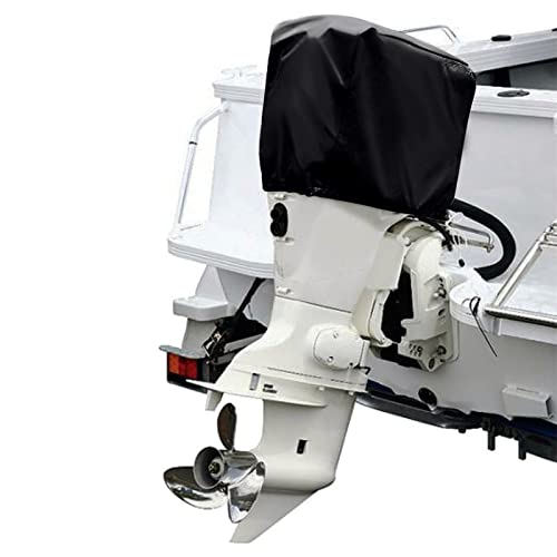 Cubierta de motor fuera de borda, impermeable 420D Oxford tela Rib Dinghy Hood Protector para barco pequeño, yate, marina, barcaza Skiff 15hp Cover