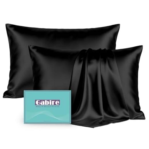 Gabire Mulberry Silk Pillow Cases Set of 2, Both Sides Real Silk Pillowcase for Hair and Skin Prevent Acne Pillowcase Organic Silk Pillowcase 2 Pack with Hidden Zipper, Black, Standard (20"×26")
