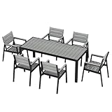JUMMICO Gartenmöbel Set aus mit Holzoptik, Wetterfestes Terrassenmöbel in 150cm oder 189cm für 6-8 Personen, Stabiles Set für Balkon und Garten