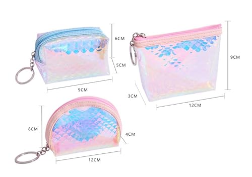6Pcs Coin Purse Fish Scale Pattern Coin Purse Coin Pouch Cute Coin Purse Zipper Storage Bag #TOP2