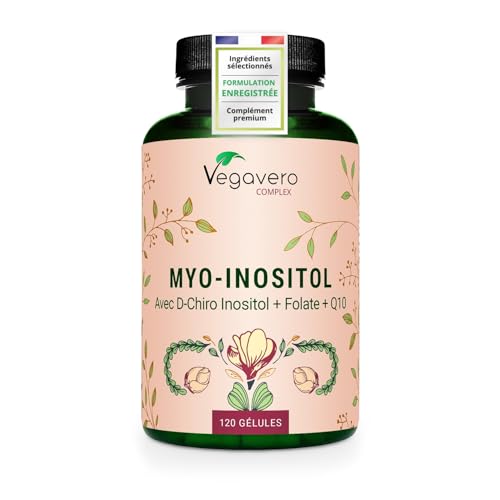 Vegavero Myo Inositol Complex | SOPK | Avec D-Chiro-Inositol, Q10, Zinc, Chrome, Vitamine B6 et B9 (Acide Folique Quatrefolic®) | Sans Additifs et Vegan | 120 Gélules