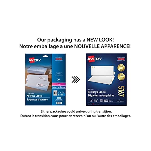 Avery White Rectangle Labels with Easy Peel for Laser/Inkjet Printers, 1-3/4" x 1/2", 8000 Labels, Permanent (5167) Made in Canada image 3