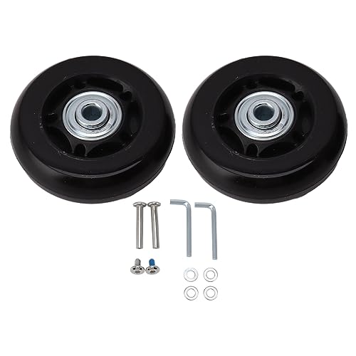 Replacement Noiseless Rubber Swivel Caster Wheels for Luggage Suitcase Repair Kit with Bearings, 2pcs for Enhancing Mobility, for Luggage Suitcase (72x24mm / 2.8x0.9in)