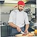 COLLBATH Fashion Chefs Hat with Skull Ribbon Turban for Men and Women Soft Comfortable Kitchen Catering Cap Red