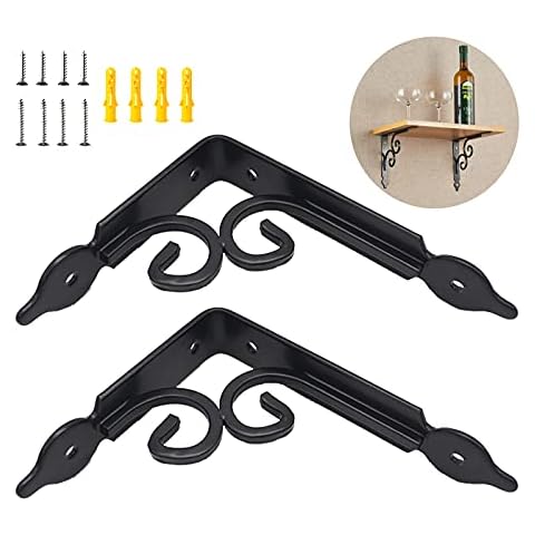 Pxzybd Shelf Brackets Supports, 90°angle Wall-mounted Shelf Supporter, Heavy Duty Triangular Shelving Brackets, Brackets for Shelves Decorative, Black, 2 Pcs,Black-14×11cm(5.5×4.3in) Cover