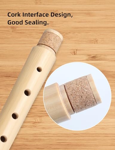 Image of Mr.Power Maple Wooden Soprano Recorder, C Key German Style Fingering 8 Holes 2 Piece School-Approved Musical Instrument Pupil Student Educational (Wood Color)