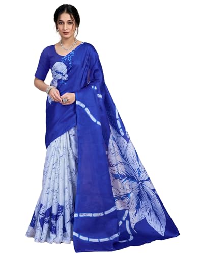 Image of SIRIL Women's Cotton Printed Saree With Unstitched Blouse Piece