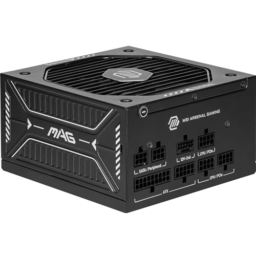 MSI mag A650GLS PCIE5, Fuente de alimentación, 650W, 80 Plus Gold, ATX 3.1, Soporte GPU PCIe 5.1, 12V-2x6 Nativo, Conector 12V-2x6 Bicolor, Fuente de alimentación ATX, Cables con Cubierta en Relieve