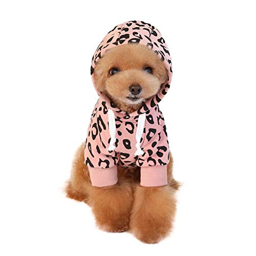 Norbi Pet Dog Leopard Print Hooded Sweatshirt Classical Hooded Fleece Coat Pet Warm Jacket #TOP2