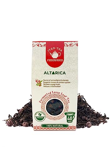 Altarica Siberian Natural Wild Ivan Chai Fireweed Willowherb Fermented Long Loose Leaf Tea Loose & Rose Hips Blend 50g/ 1.76oz - Set of 2