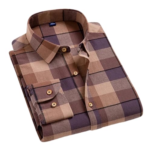 Camisa masculina xadrez de flanela de algodão clássica para homens, quente, casual, outono, macia, c