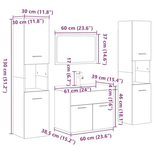 Meubles Salle de Bain 5 pcs Chêne Sonoma mural vidaXL