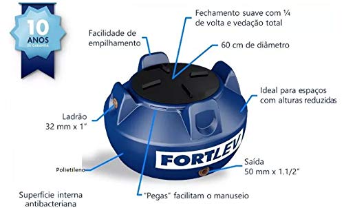 Caixa da Água de Polietileno Azul 1000 litros com Tampa Rosca Fortlev