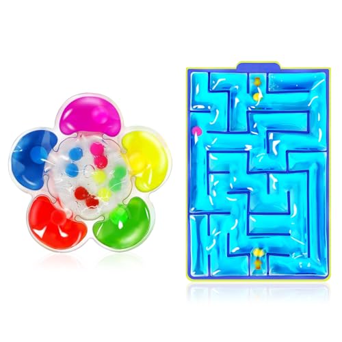 Prmape 2 Pièces Jouet Sensoriel Anti Stress, Sensoriel de Tri des Couleurs & Anti Stress Labyrinthe, Jouets Sensoriels à Presser, Jeu Fidget Toys Adulte pour Soulager Anxiété