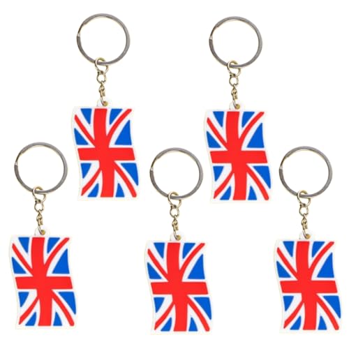 Lot de 5 porte-clés avec drapeau national en PVC pour célébrations nationales et souvenirs, Porte-clés Royaume-Uni, taille unique