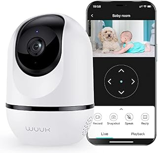 WUUK 4MP Security Camera Indoor, 2.5K Wi-Fi Home Security Camera, Baby Monitor With Camera and Night Vision, Dog/Pet Camera with Phone App, 360° Pan & Tilt, 2-Way Audio, Works with Alexa & Google