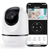 4MP Überwachungskamera Innen, WUUK WLAN IP Kamera Innen, 360 Grad Schwenkbare Babyphone mit Kamera, Haustier Kameramonitor, 2-Wege-Audio, Nachtsicht, Bewegungsverfolgung, 360°/115° Schwenkbare