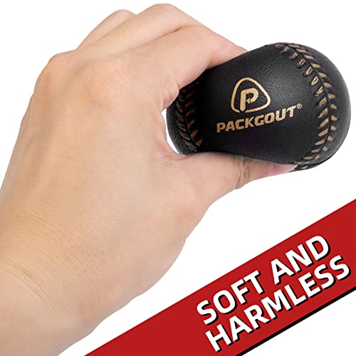 Packgout Soft Baseballs, Foam Baseballs For Kids Teenager Players Training Balls 10Pcs (Black) With Black Baseball Cap #TOP2