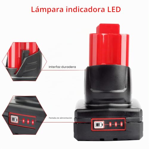 Miniatura 3 de 2x Waitley 12v 6.0ah Batería Para Milwaukee M12 Batería 48-11-2411 48-11-2420 48-11-2401 48-11-2402 48-11-2401 Herramientas Inalámbricas M12 De 12 Voltios