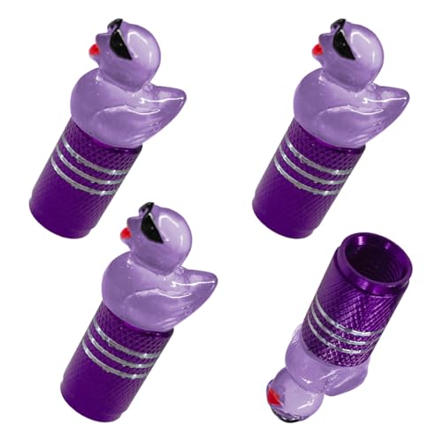YoRise Sunglasses Duck Car Tire Valve Stem Caps, Glow in Dark Tire Valve Caps, Dustproof Wheel Air Cap, Cute Car Decorations Accessories for Cars, SUVs, Trucks, Motorcycles (Purple)