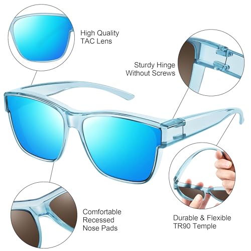 Image of URUMQI Polarized Sunglasses Fit Over Glasses for Men Women, Oversized Square Sun Glasses UV400 Protection