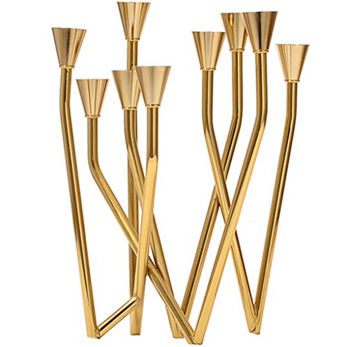 Bougeoirs Décoratifs La Créativité Bougeoirs Pour Tables Décoration De Meubles Neuf Têtes Bougeoirs Decoration Convient Pour Les Fêtes, Les Dîners Aux Chandelles ( Color : Gold , Size : 24*27.5cm ) Cover