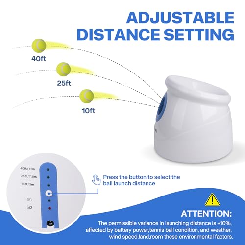 Pet Prime Automatic Ball Launcher for Large Dogs，Adjustable 10-40ft Distance,Rechargeable Dog Ball Thrower with 6 Tennis Balls(2.5") & Training Whistle,Interactive Toy for Indoor/Outdoor Play by Pet Prime - Used condition - Image 3