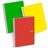 Studio O. A. Spiral Notebooks, 3 Pack, College Ruled Paper, 8.5 x 11, 80 Sheets of 100g/㎡ Thick Paper, Durable PP Cover, with Tabbed Stickers and Back Pocket, Journals for School, Office, Business, Professional