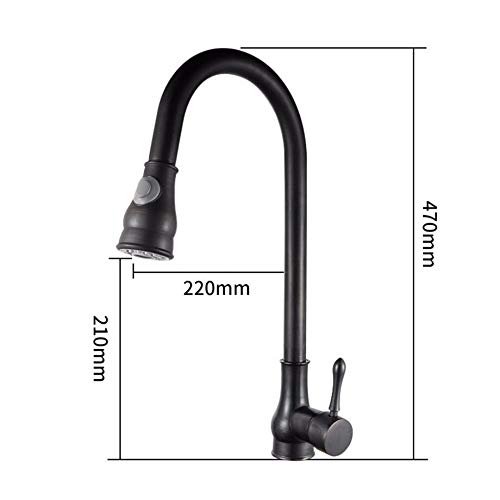 Robinet de cuisine à tréfilage noir mitigeur eau chaude et froide en cuivre - 5